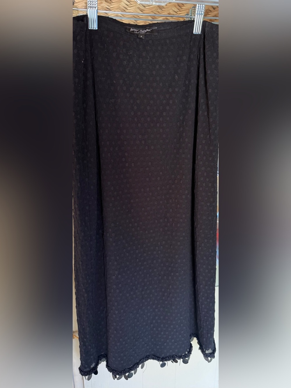 True vintage Black Swiss dot Betsy JohnsTextured Midi Skirt